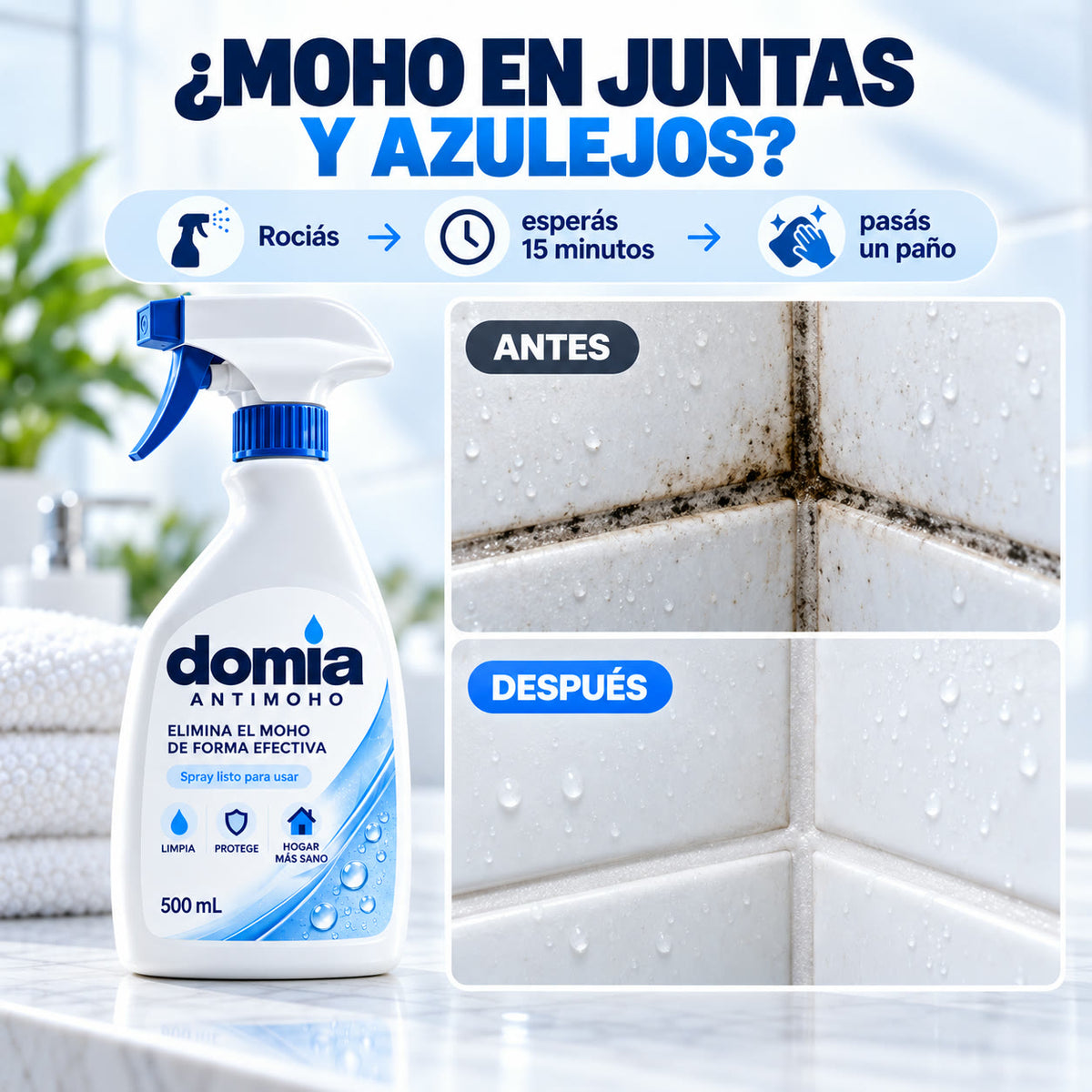 Ilustración de antes y después en juntas de azulejos